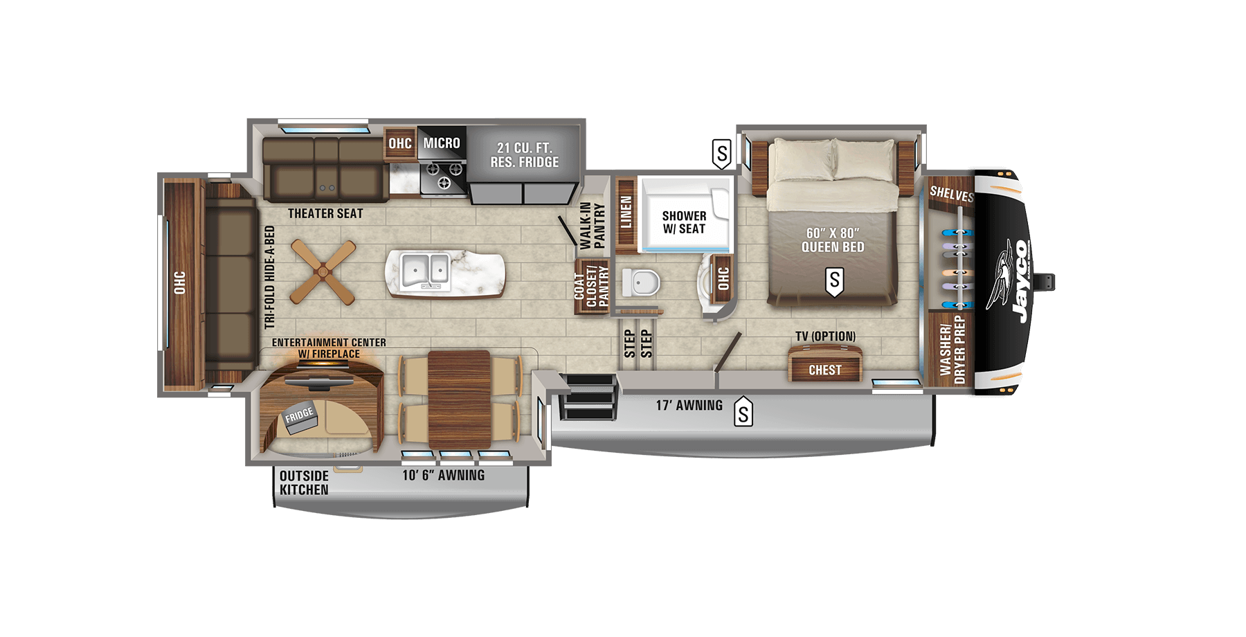 2021 Eagle Fifth Wheel Floorplans, Fifth Wheel With King Bed