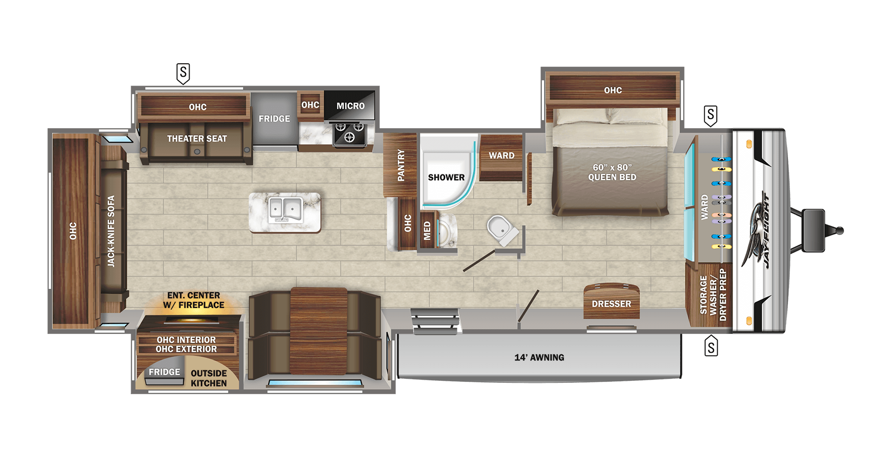 24 ft rear living travel trailers