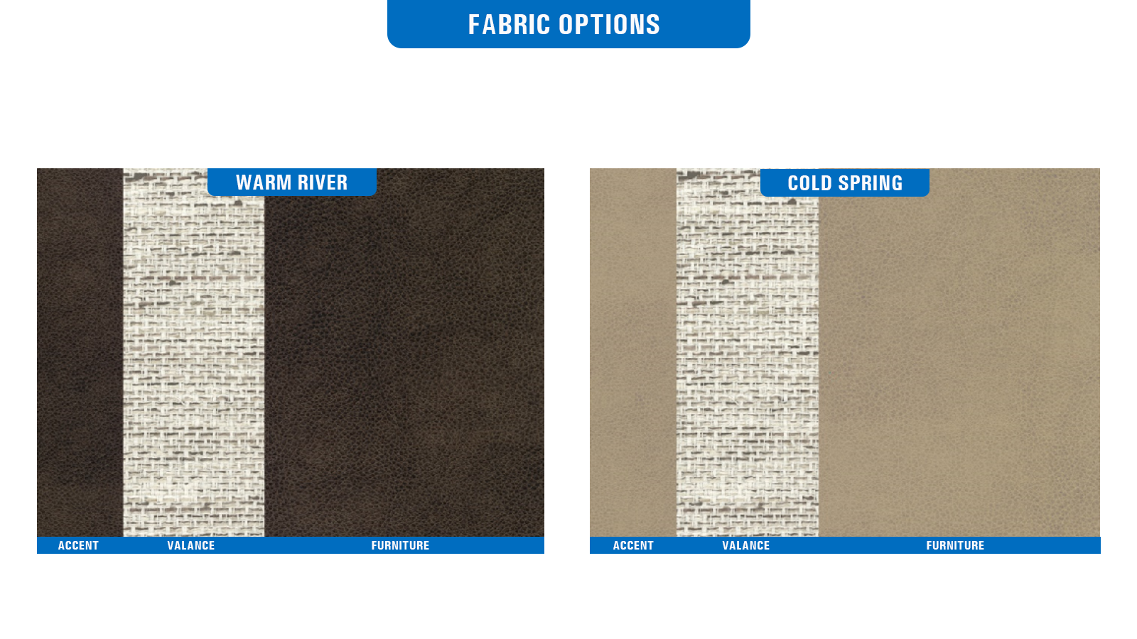 Seneca XT Fabric Options